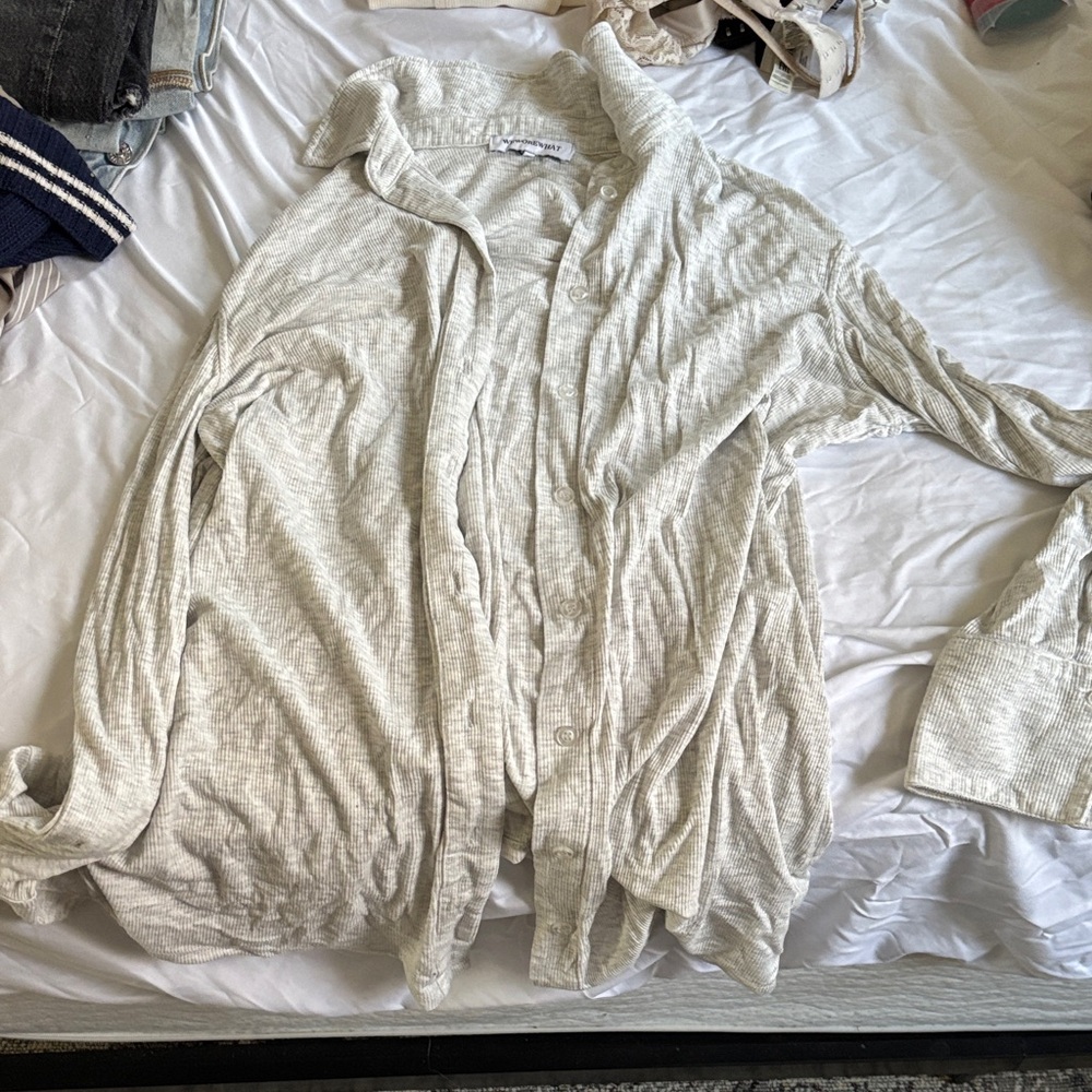 WeWoreWhat Light Gray Ribbed Top